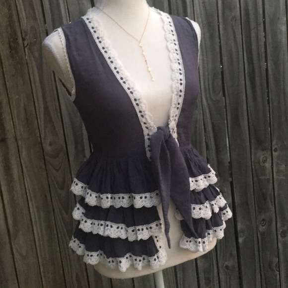 🔥💥TRINITY🔥💥BOHO BLOUSE TOP WITH RIBBON RUFFLES - Picture 5 of 13